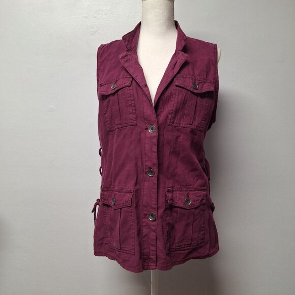 Maurices Vest Button Collar Purple Womens Large Tags Pockets - Picture 11 of 11